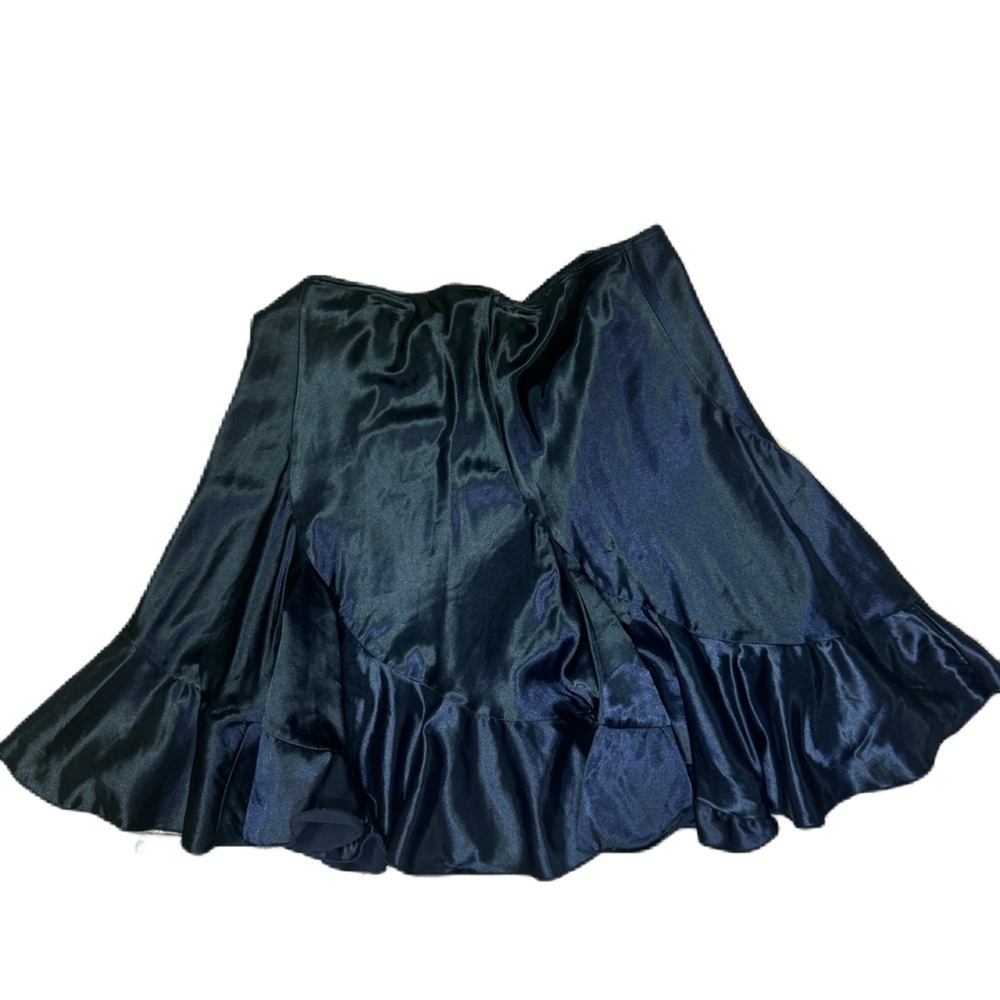 Mariposa Satin Midi Skirt in Deep Navy